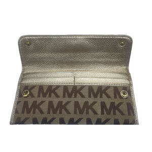 Michael Kors Austin Continental Flat Wallet - Brown/Beige-Coated Canvas-NWOT